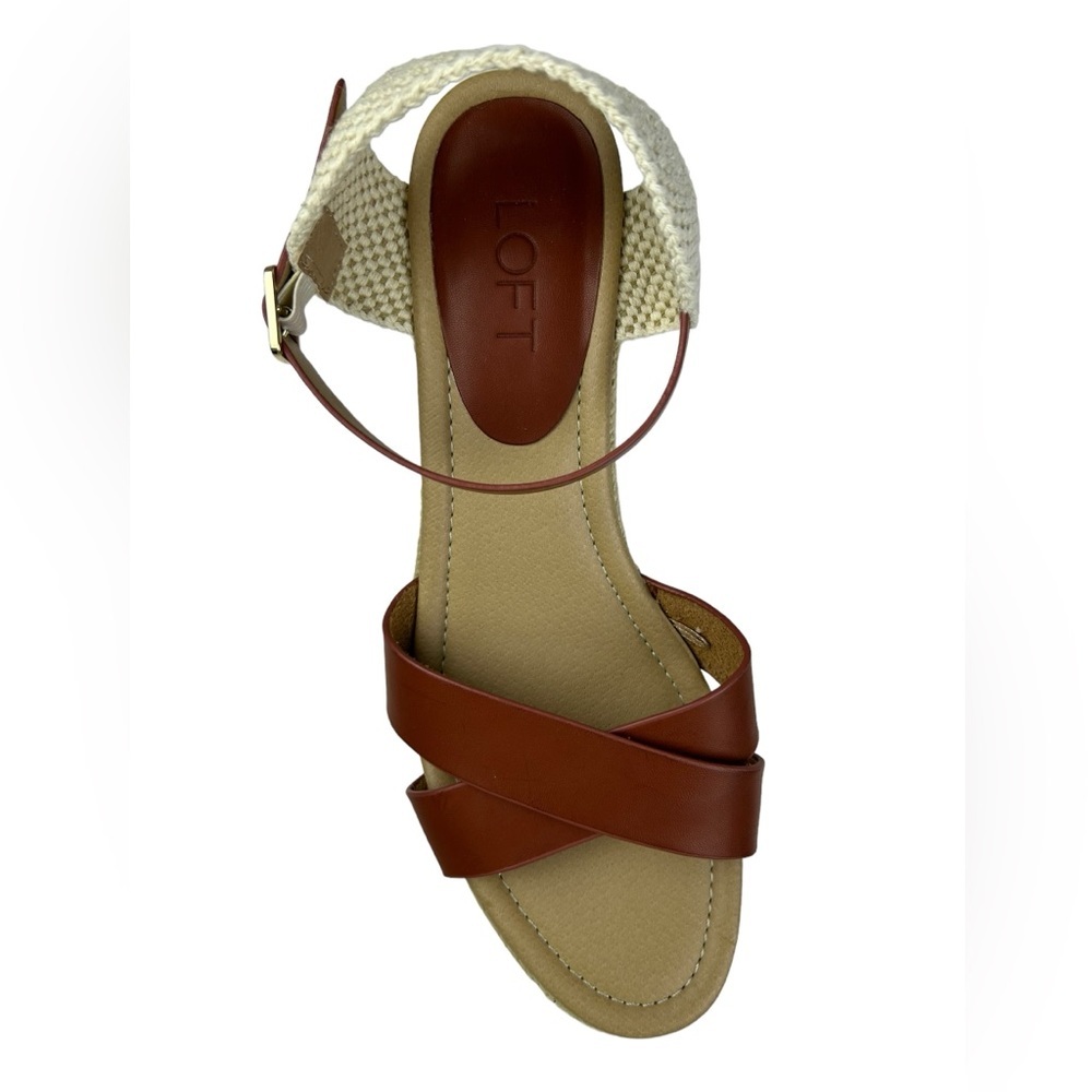 LOFT Criss Cross Espadrille‎ Wedge Sandal Size 9.5 - Picture 5 of 8